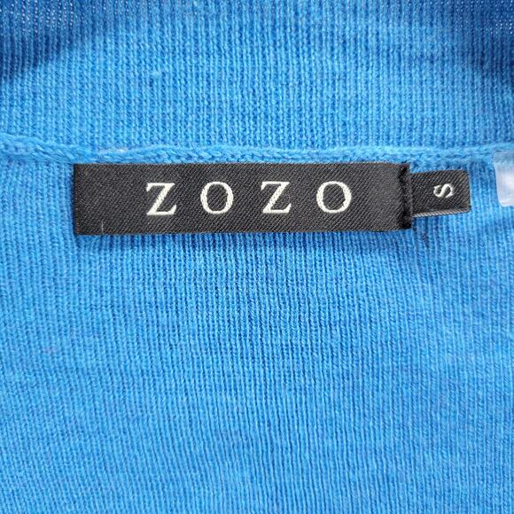 Zozo Womens Sweater Size S Blue Wrap Cross Over V-neck Knit Long Sleeve Stretch - Picture 7 of 8